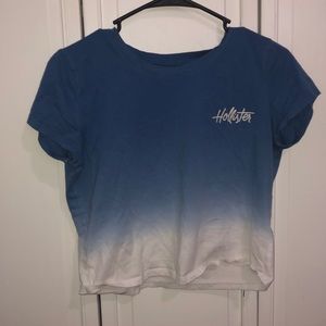 blue to white ombré hollister cropped tee small